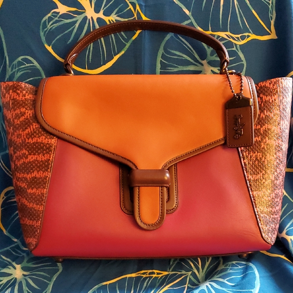 Coach Glove Tanned Snakeskin Courier
